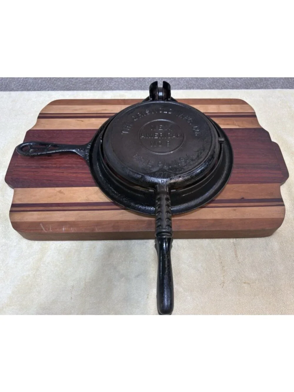 Vtg Griswold No.8 Waffle Maker Cast Iron 1908 Co American Low Base 975,976,977